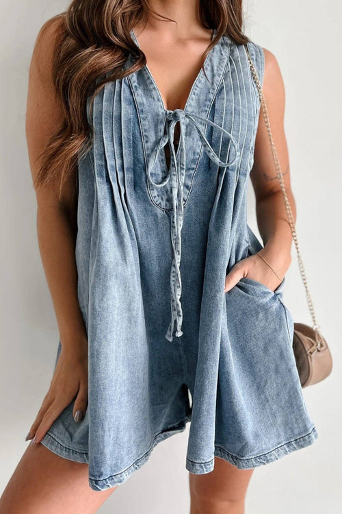 Bluebell Tie-Front Denim Romper