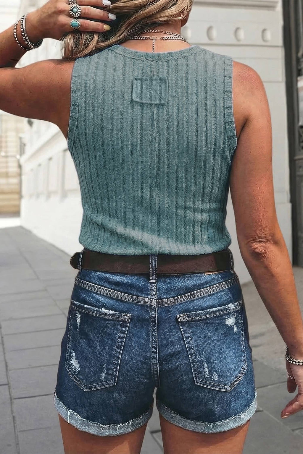 Western Slim Fit Ribbed Tank Top